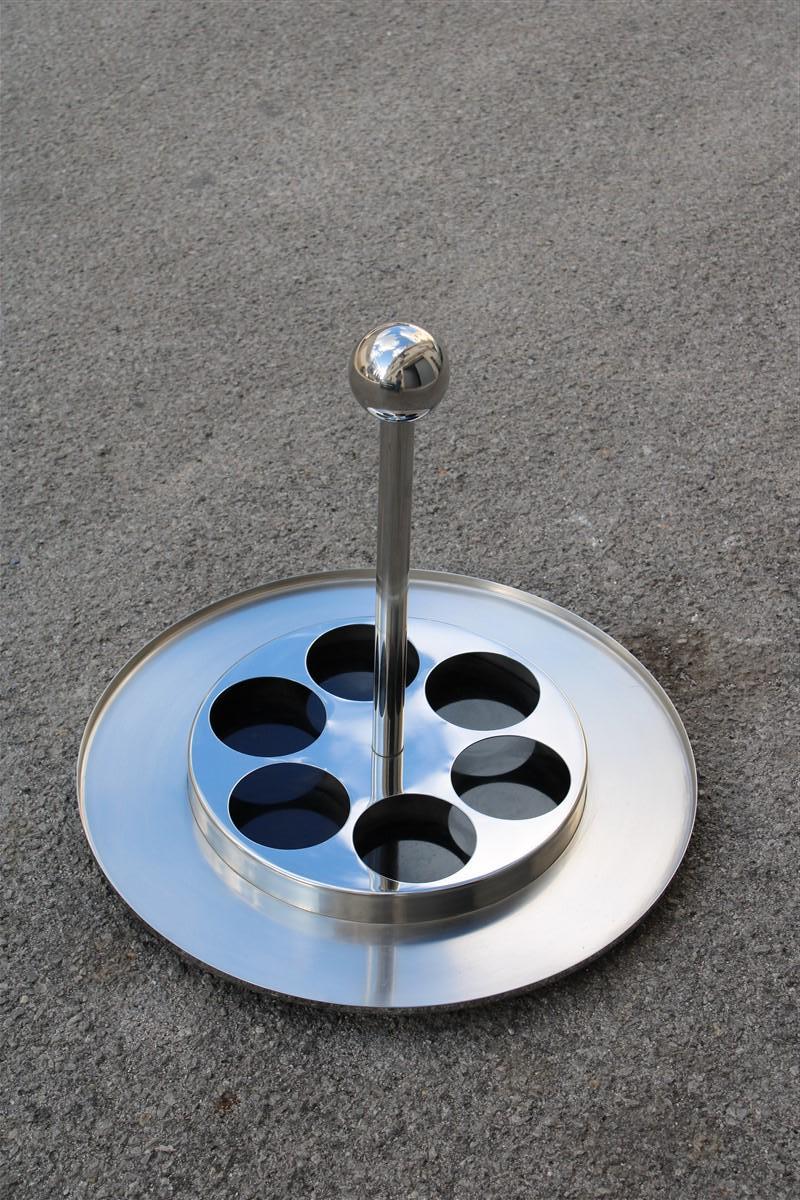 Portable round bar in steel and black laminate Giuliana Gramigna for Krups 1960
