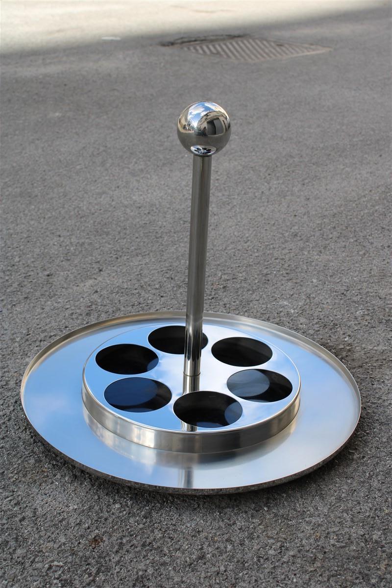 Mid-Century Modern Portable round bar in steel and black laminate Giuliana Gramigna for Krups 1960 For Sale