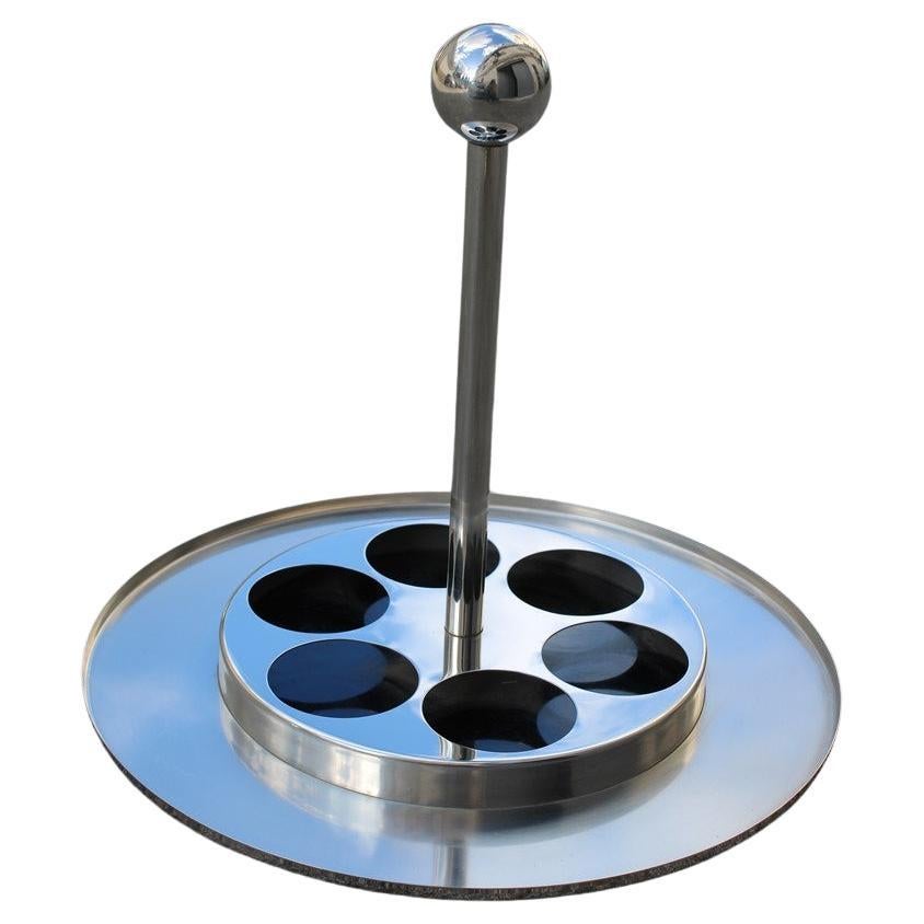 Portable round bar in steel and black laminate Giuliana Gramigna for Krups 1960 For Sale
