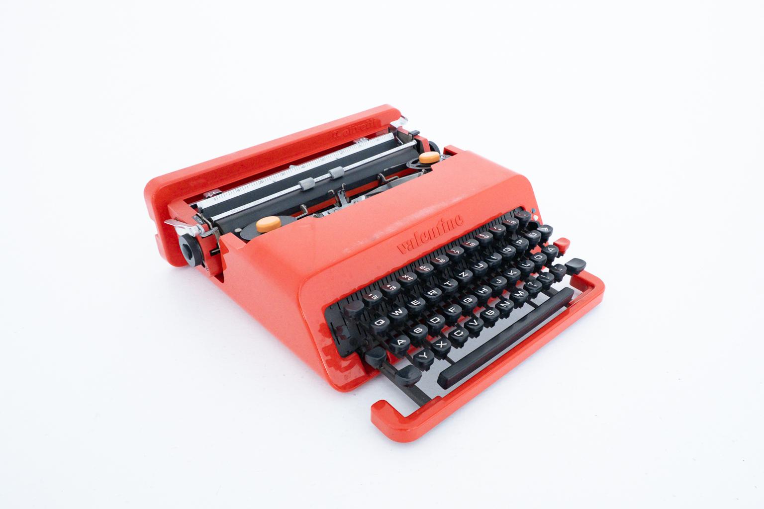 The Olivetti Valentine is a portable, mechanical, travel typewriter that was manufactured by the Italian company Olivetti from 1969 to 2000. It is known for its unconventional design, which was created by the Italian designer Ettore Sottsass