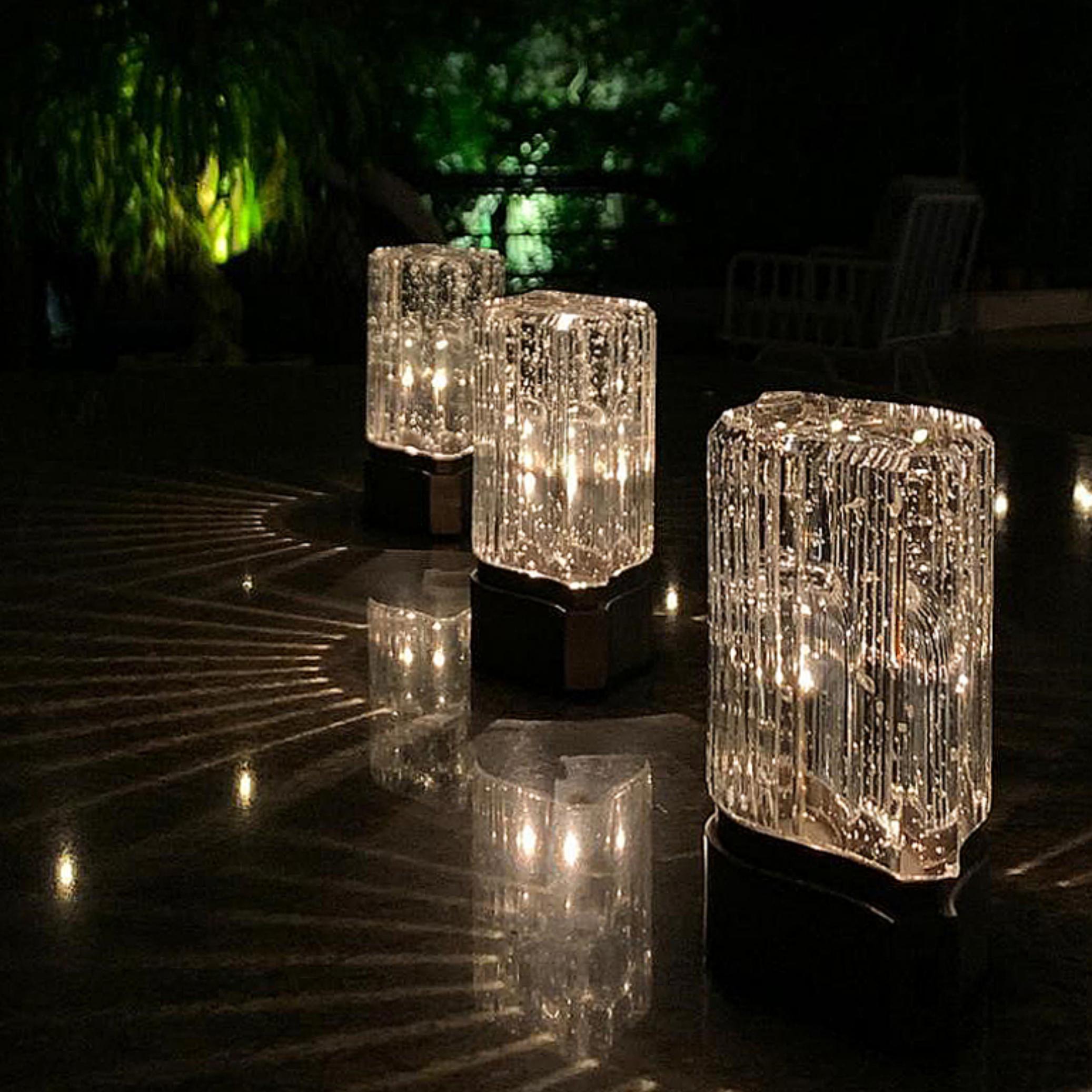 Anodized The Crystal Brick Portable LED Lamp in Glass and Bronze by André Fu Living For Sale
