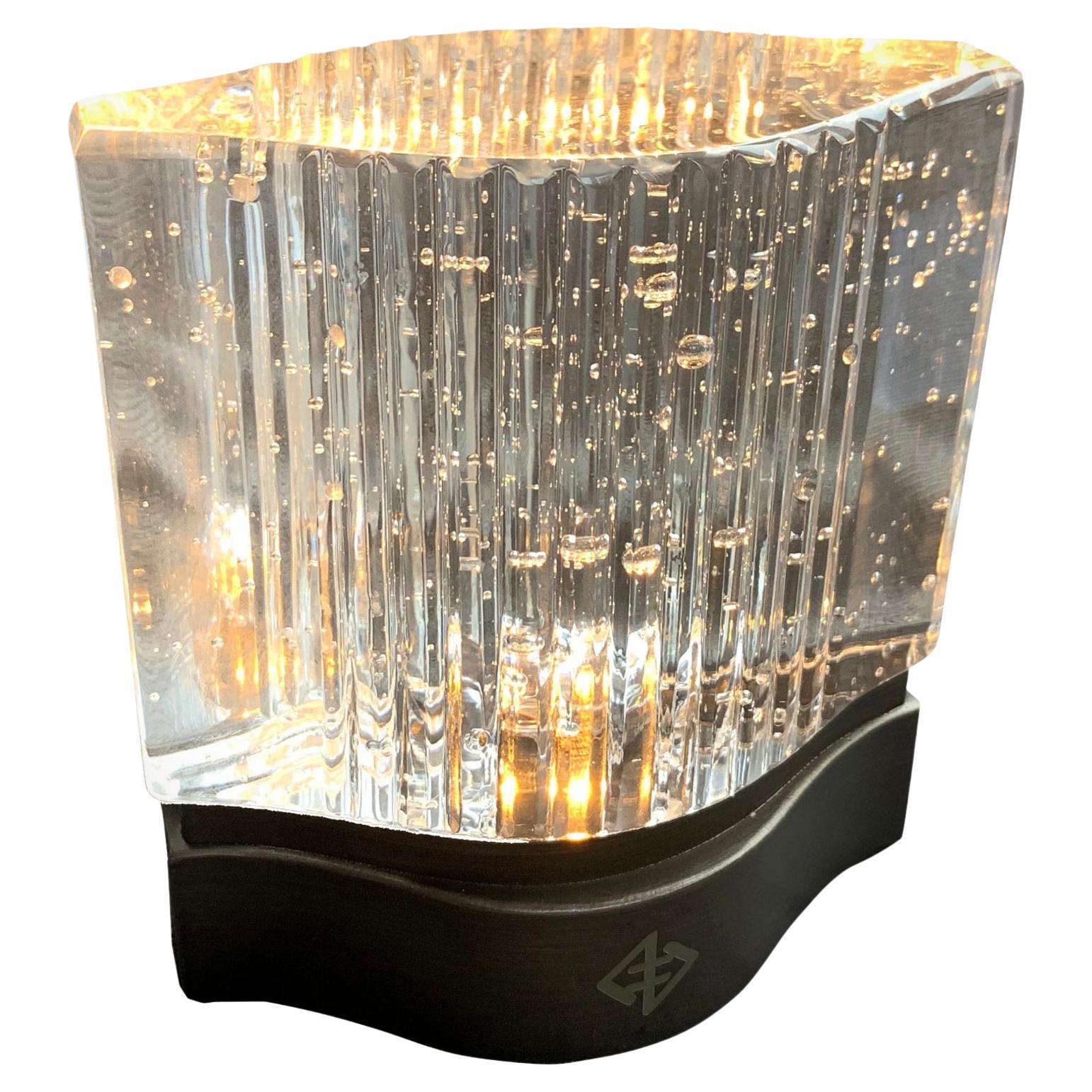 The Crystal Brick Portable LED Lamp in Glass and Bronze by André Fu Living
