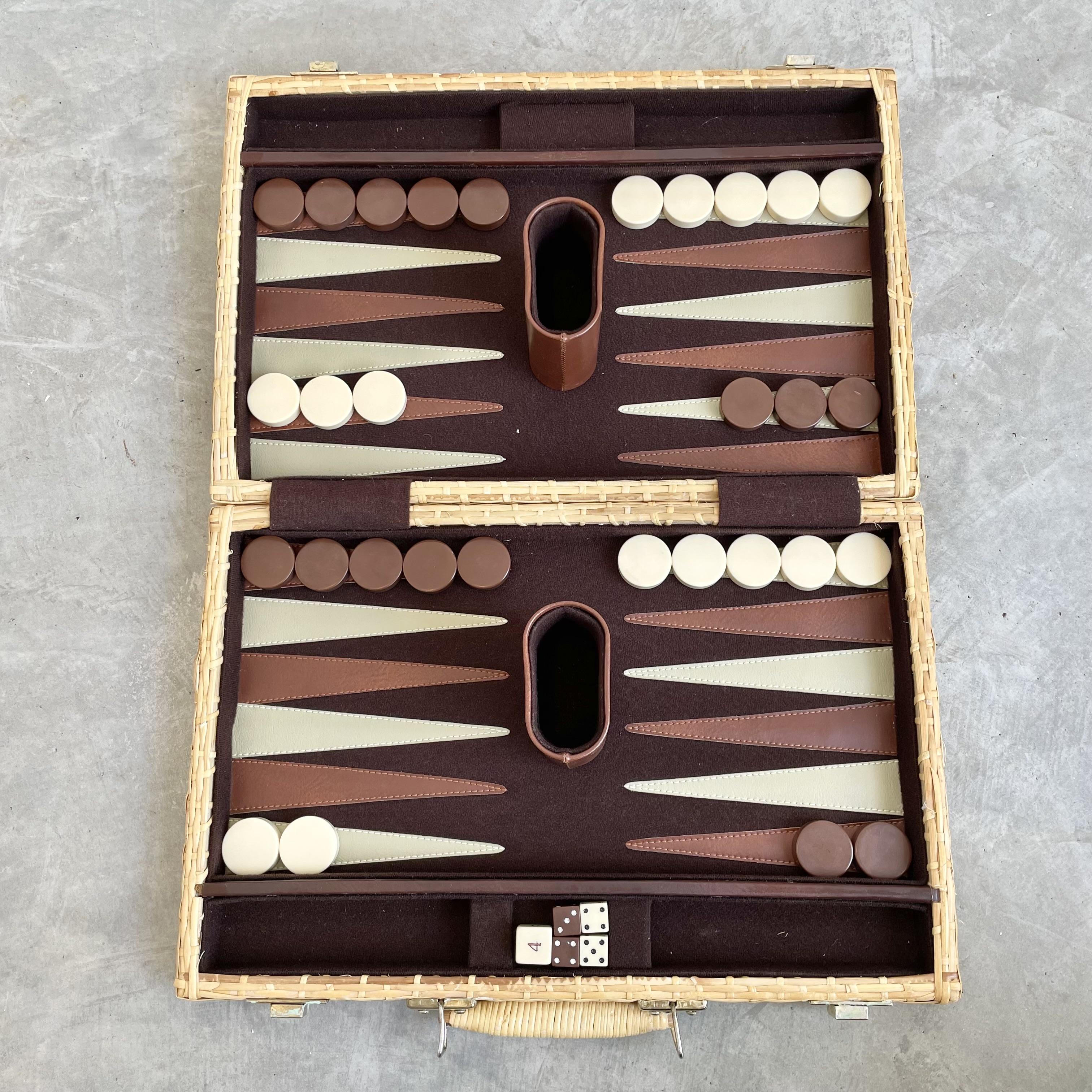 Travel Set Wicker Backgammon Set, 1960s 4