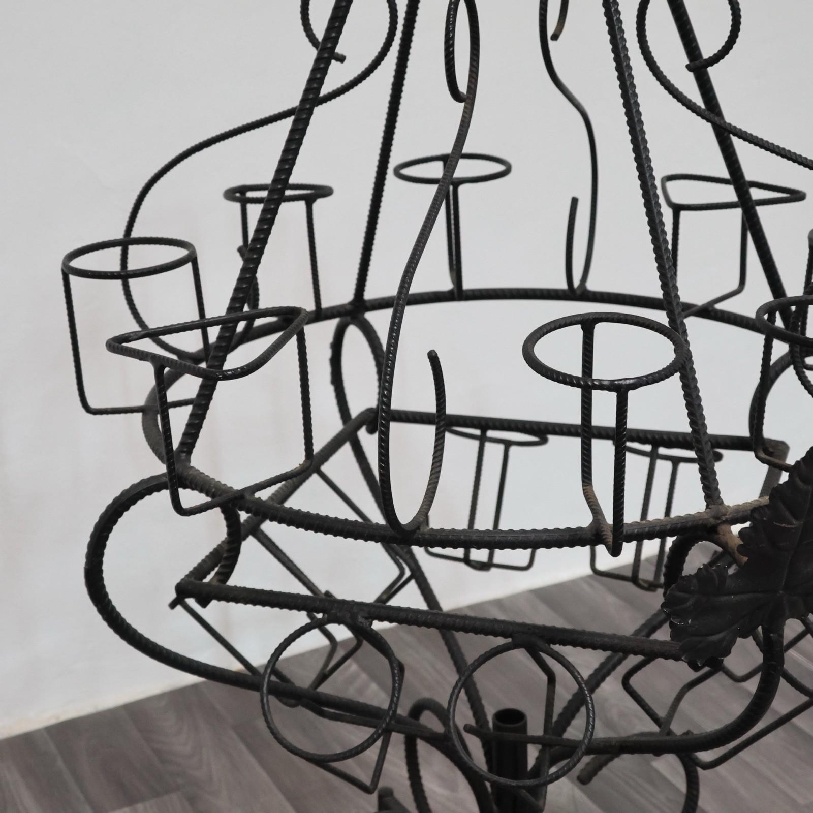 Wrought Iron Portabottiglie Scultoreo Marcel Duchamp Style Design Ferro Battuto Anni 60 For Sale