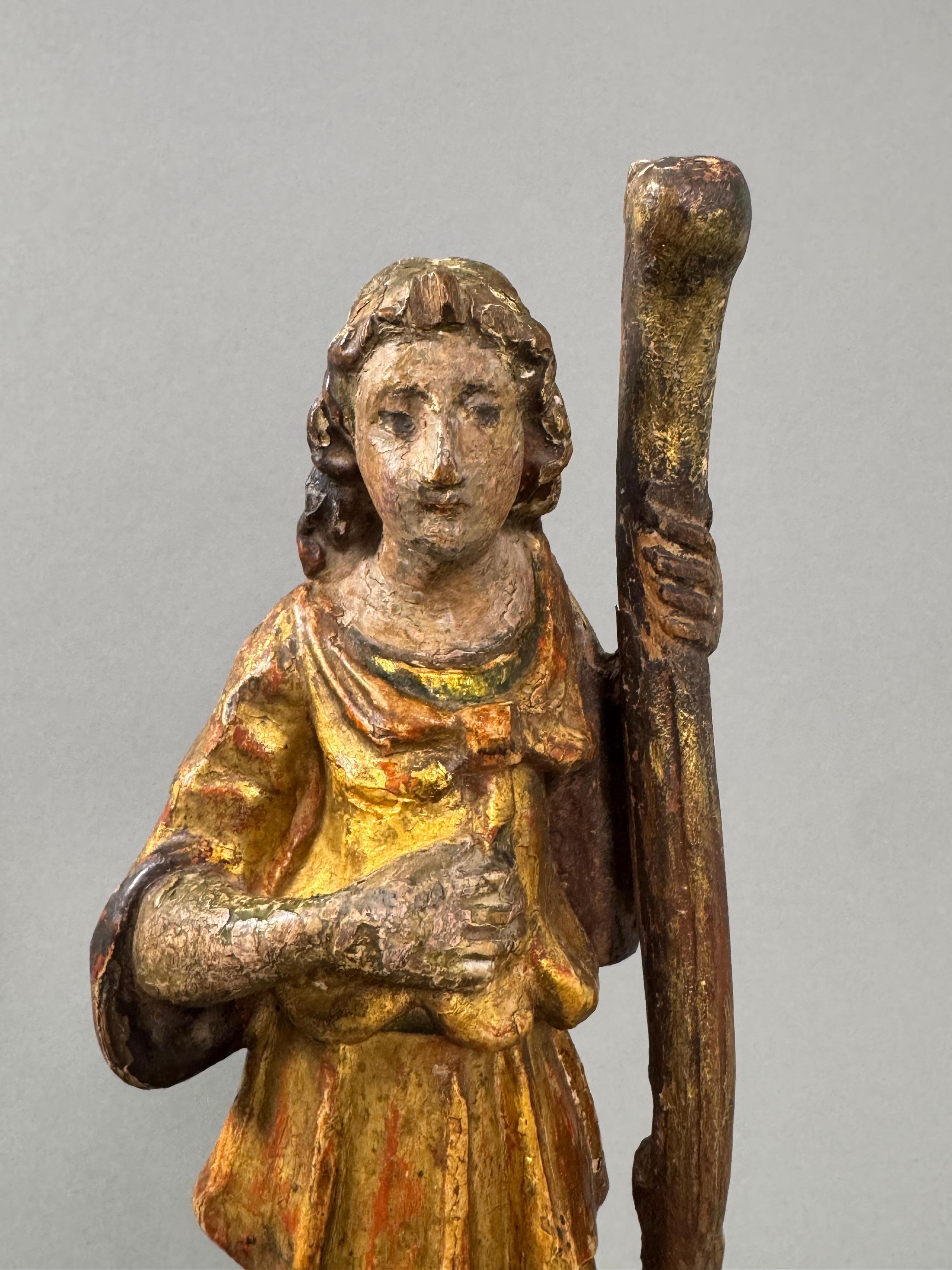 Wood Portacandele in legno dorato con tracce di policromia - Italia fine XVII secolo For Sale