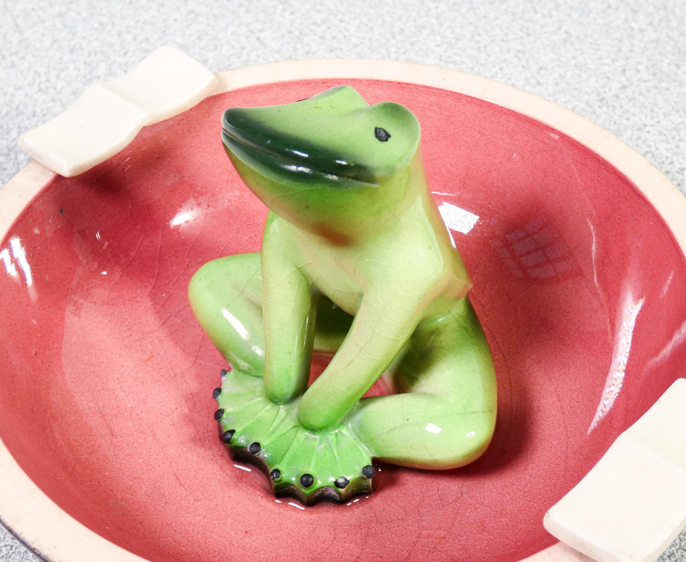Cendrier avec sculpture de grenouille, Tarcisio TOSIN pour LA FRECCIA. 1930s en vente 2