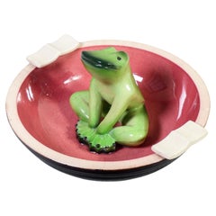 Vintage Ashtray with Frog sculpture, Tarcisio TOSIN for LA FRECCIA. 1930s