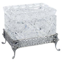 800 silver and crystal ashtray and cigarette case. Italy, Mid-20th Century