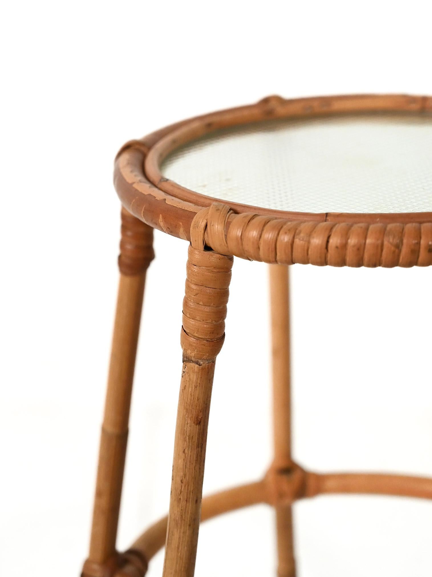 Scandinavo moderno Portafiori scandinavo circolare in bambù anni '60 in vendita