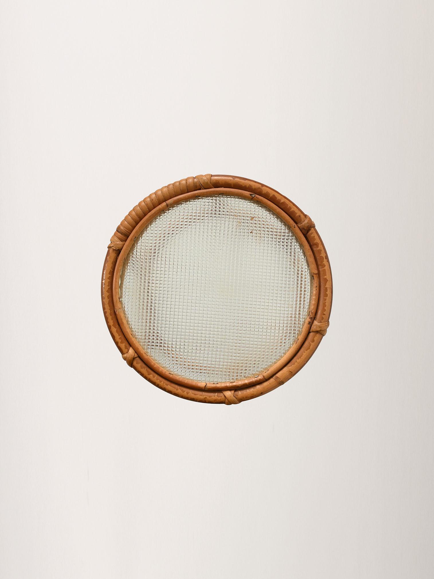 Portafiori scandinavo circolare in bambù anni '60 In condizioni buone in vendita a Brescia, IT