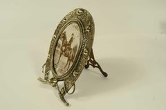 Cadre photo de table victorien en laiton en forme de fer à cheval