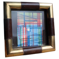 Quadratischer Fotorahmen im minimalistischen italienischen Design aus Messing und Holz 1970