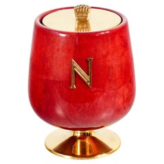 Ice tray, design Aldo TURA for Cognac NAPOLEON. Parchment and brass. 1960s