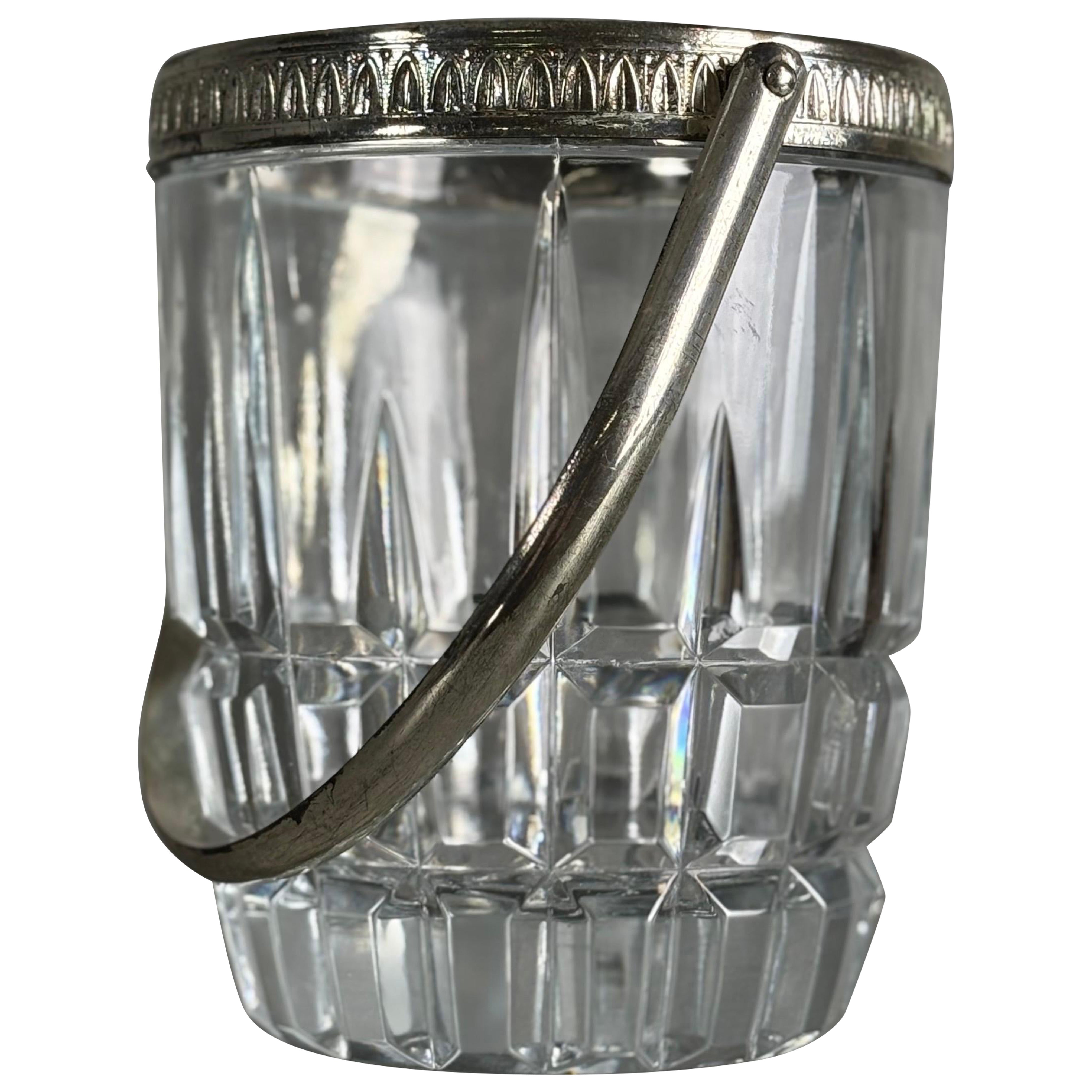 Portaghiaccio in cristall e acciaio, 1960s For Sale