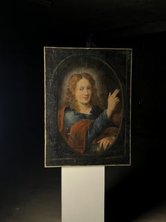 Portait de jesus huile sur toile Fin 17 ème début 18 ème