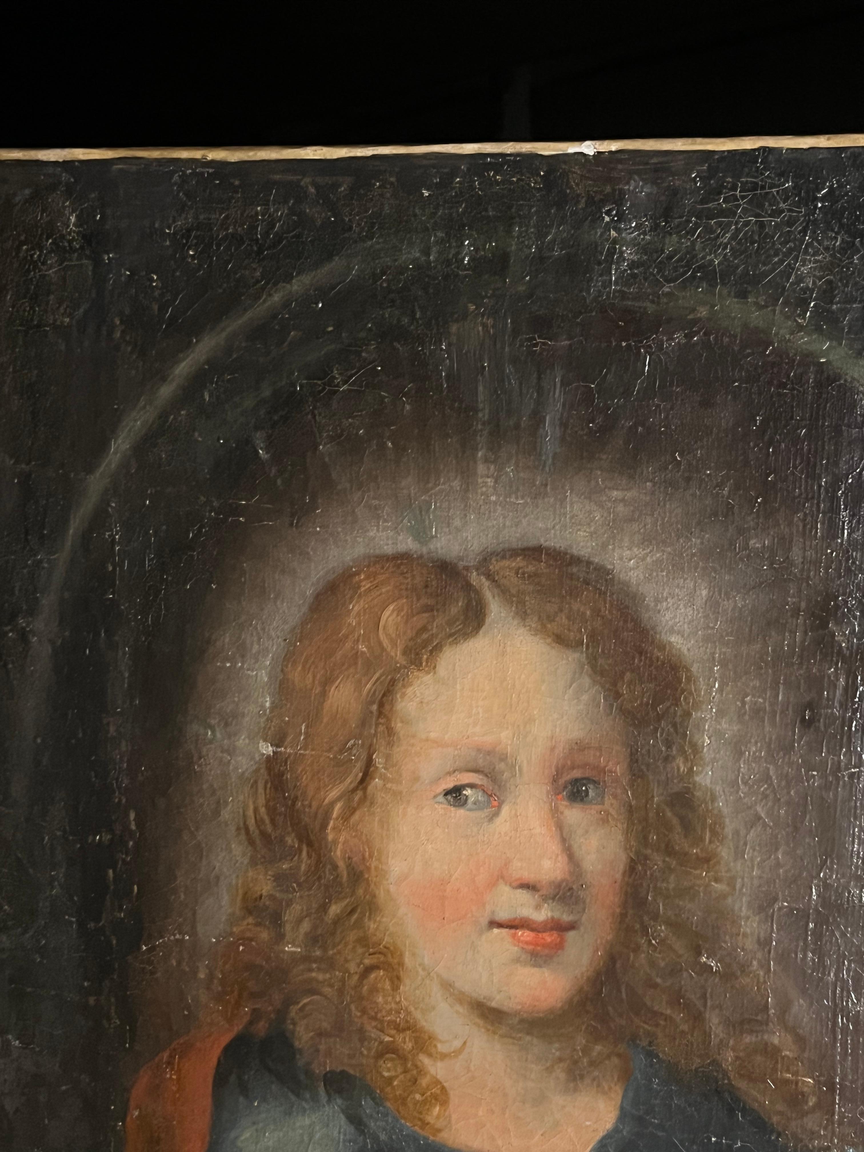 Canvas Portait de jesus huile sur toile Fin 17 ème début 18 ème For Sale