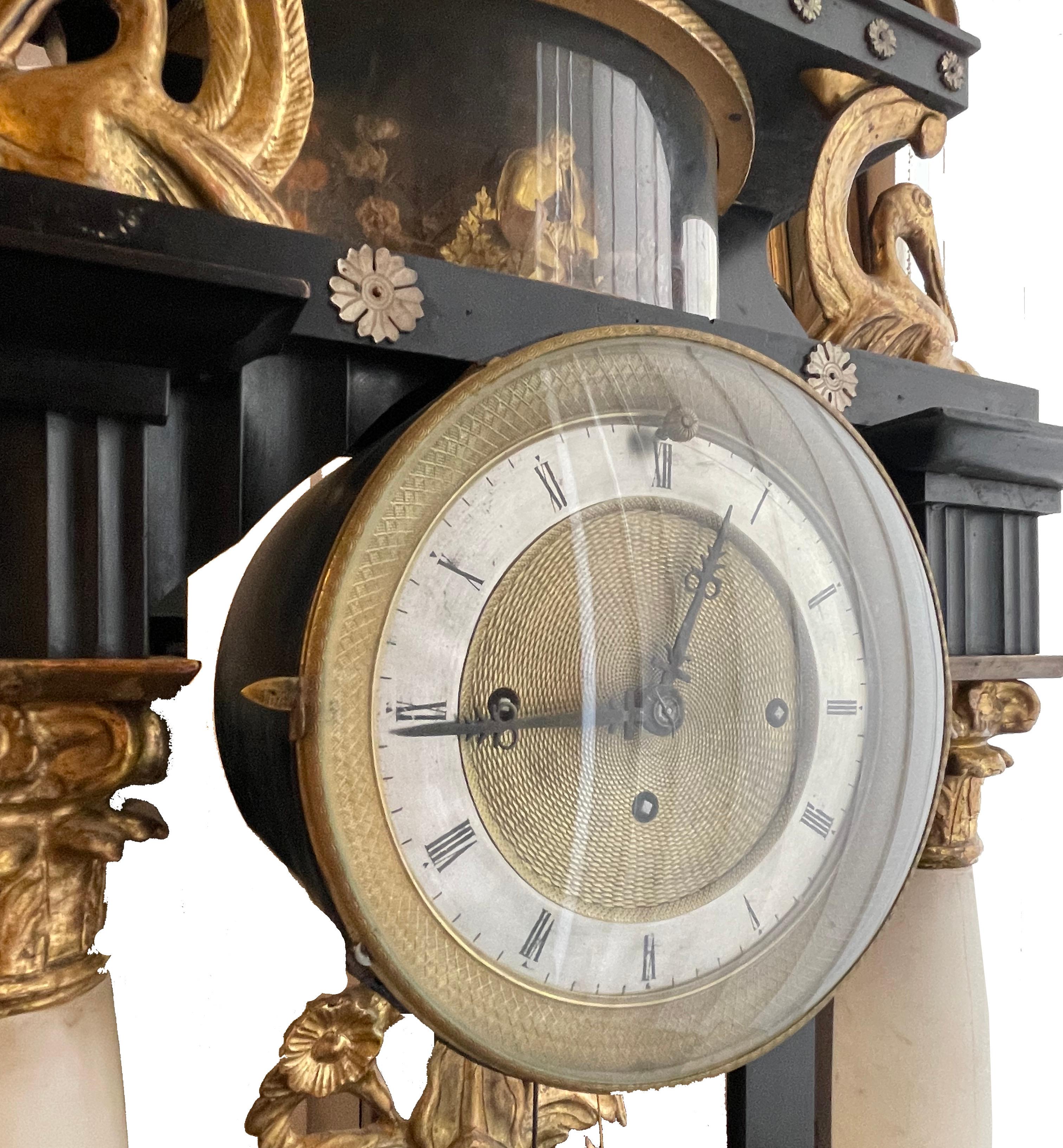 Metal Portal clock Vienna around 1825 with integrated musical mechanism  Signed: A.O. For Sale