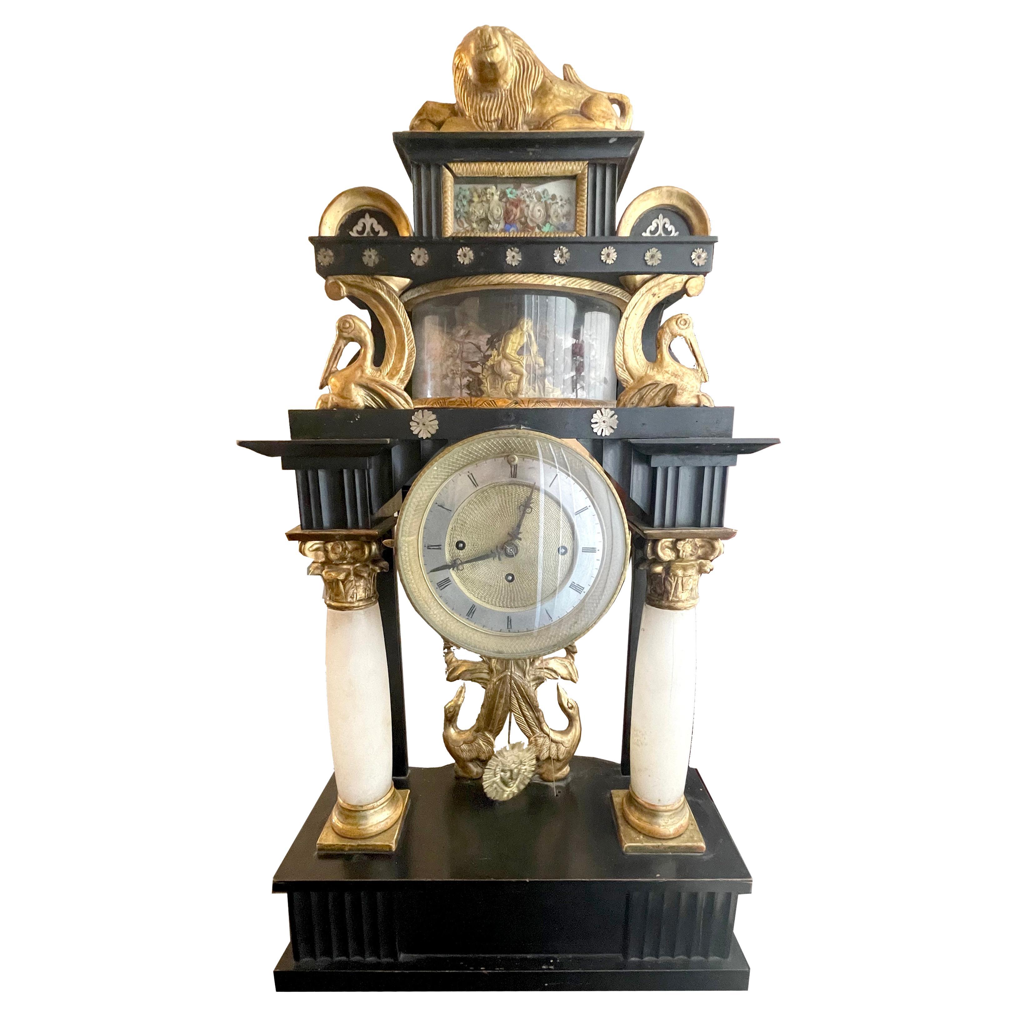 Portal clock Vienna around 1825 with integrated musical mechanism  Signed: A.O. For Sale