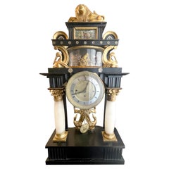 Antique Portal clock Vienna around 1825 with integrated musical mechanism  Signed: A.O.