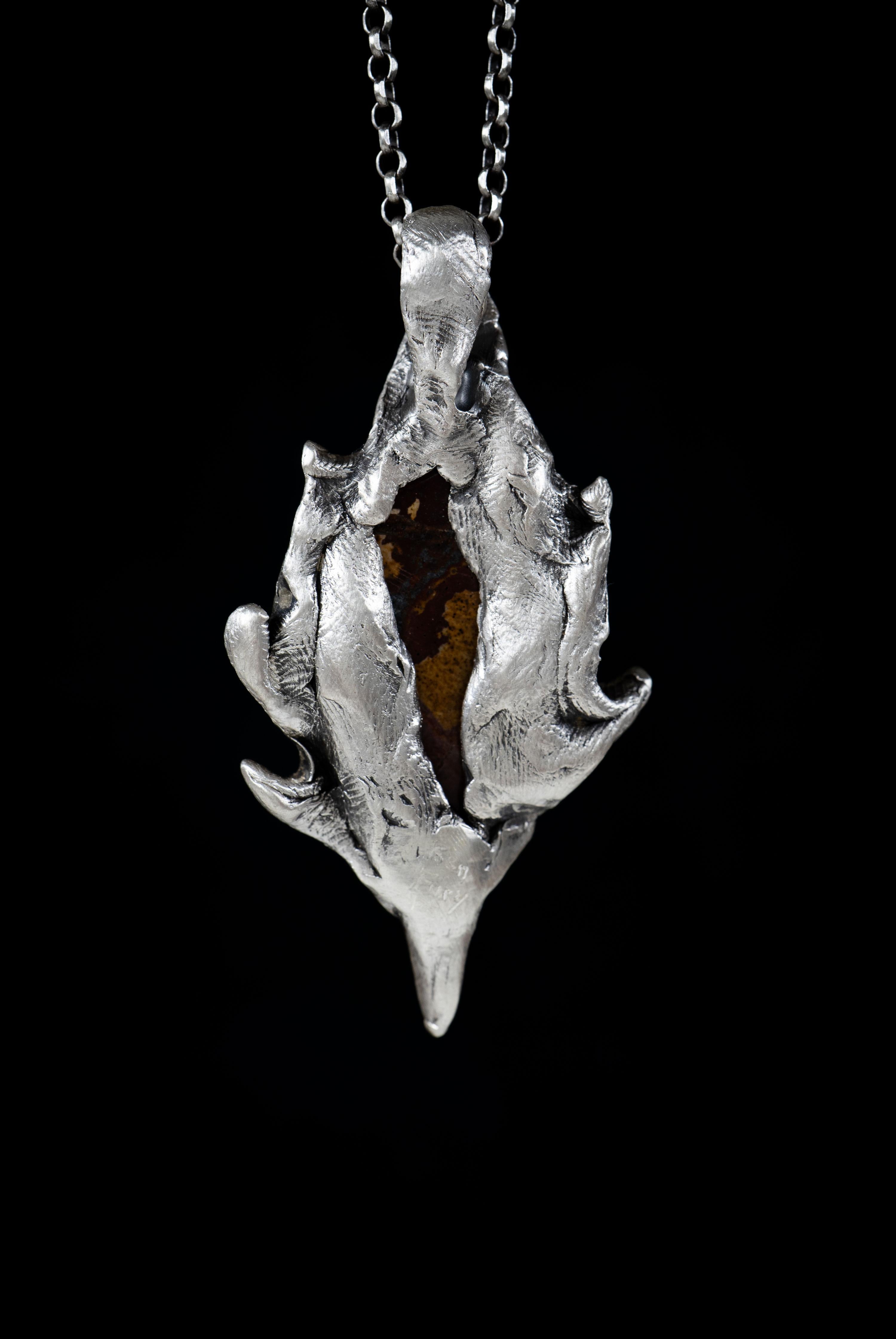 Cabochon Portal (Jasper, Sterling Silver Pendant) by Ken Fury For Sale