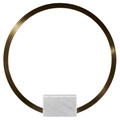 Circle Natural White Marble and Brass Table Lamp by Christopher Boots