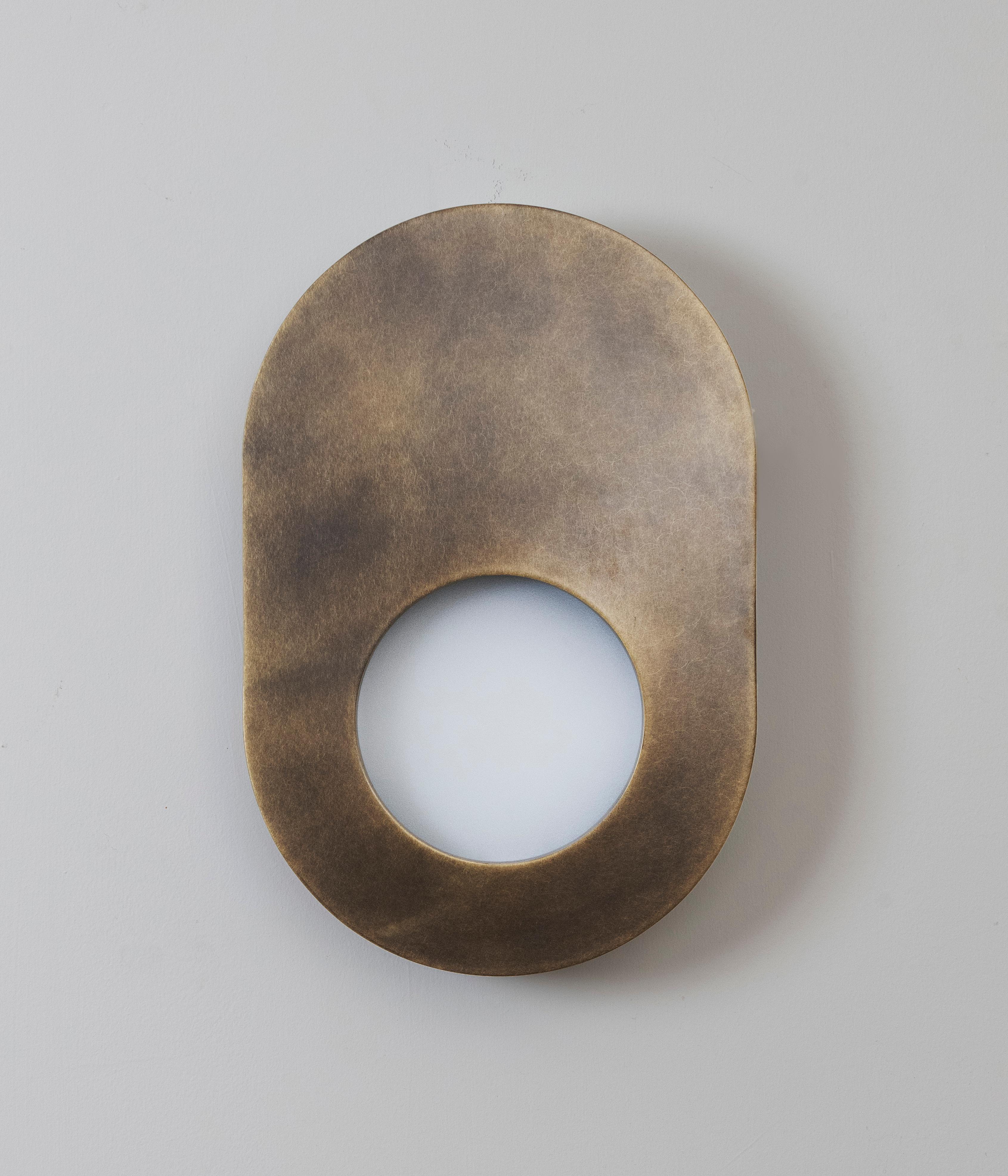 Frosted Konekt Portal Sconce Oval in Polished Brass For Sale