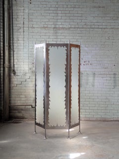 Portal Screen – Neo Gothic Industrial Stainless Steel and Glass Room Divider