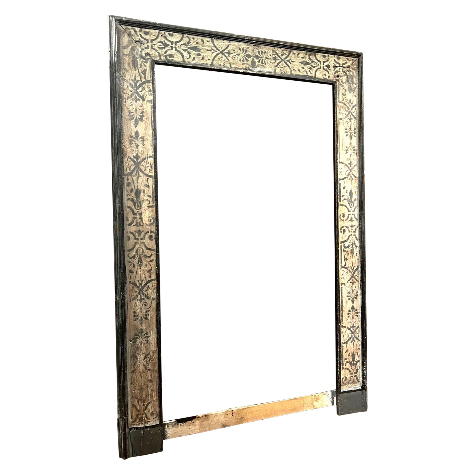 Antique hand-painted poplar door frame, from Italy