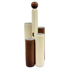 Vintage Umbrella Stand Design 1970 Two-Tone Wood Modernism