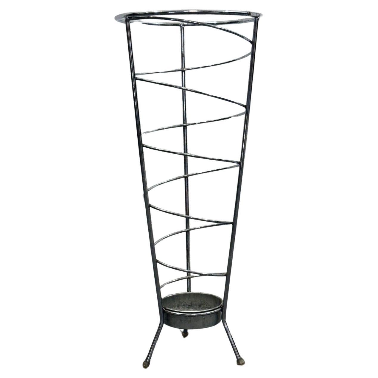 Chrome-plated steel umbrella stand with spiral decoration