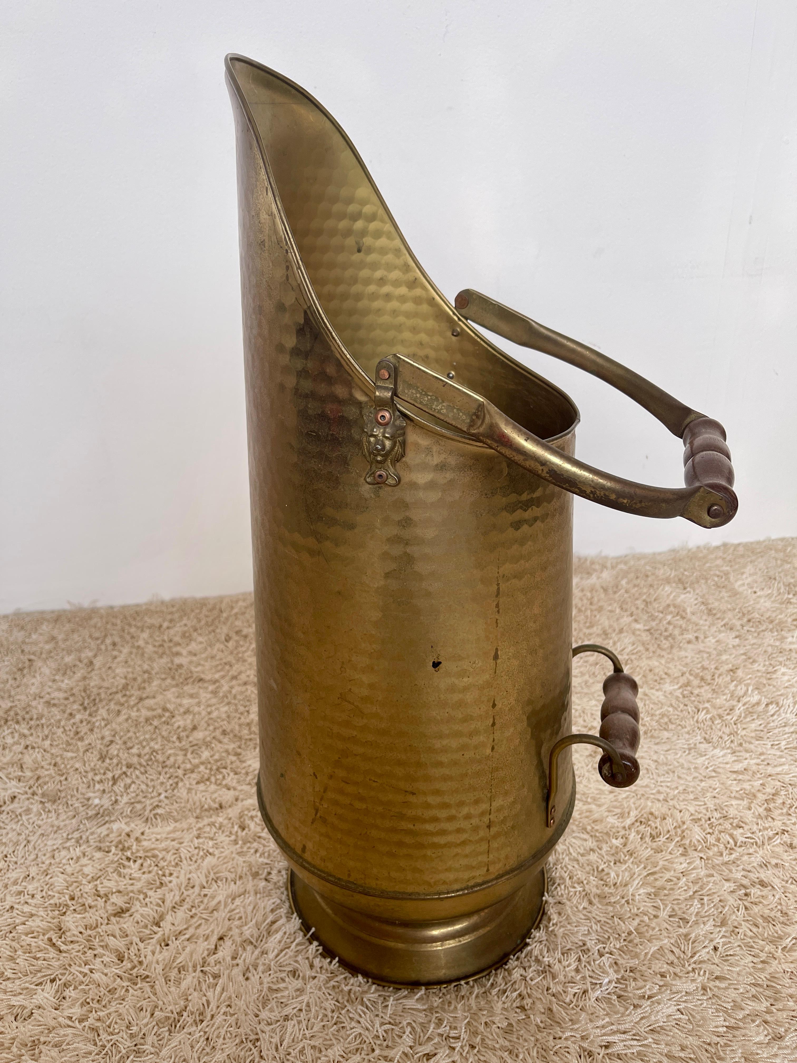 Italian Antique brass and copper umbrella stand italy 1950s For Sale