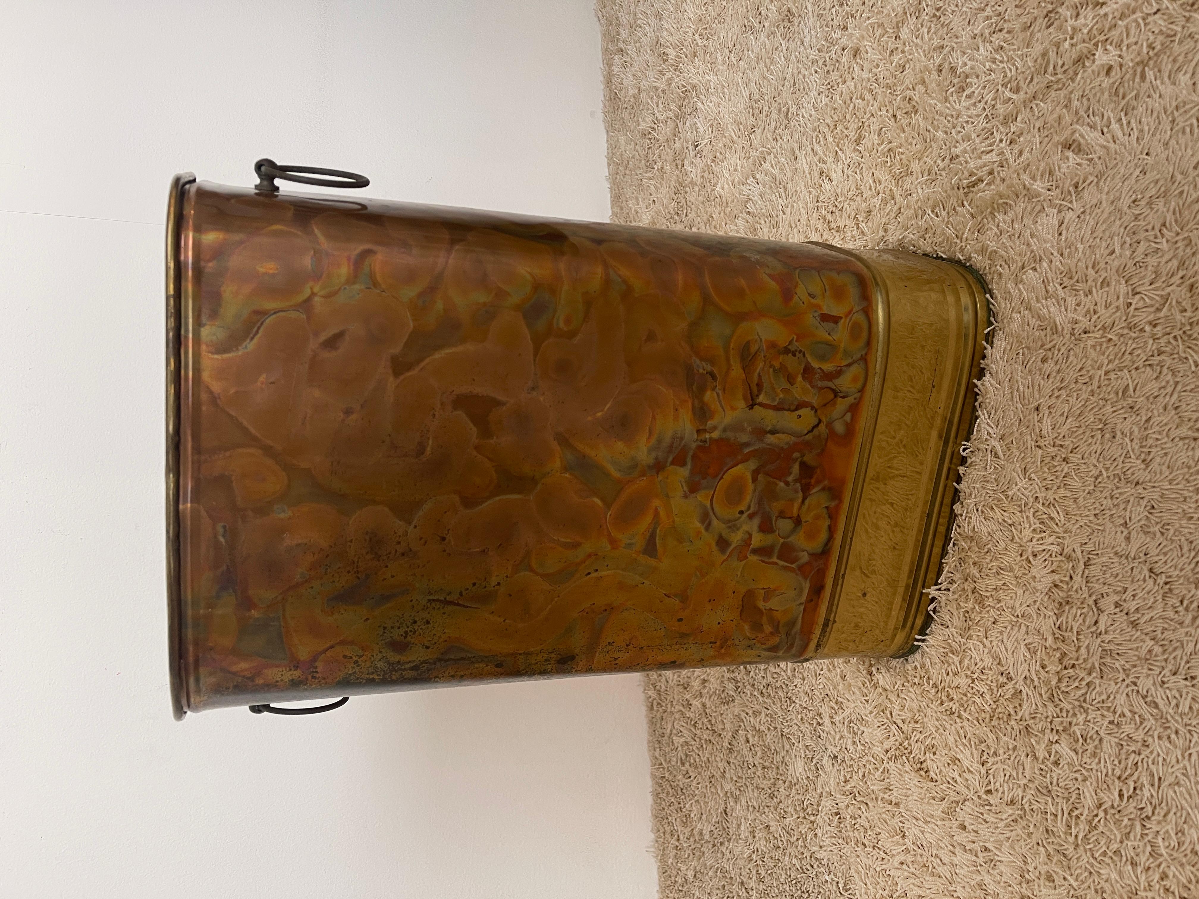 Italian 1960s vintage brass and copper umbrella stand italy For Sale