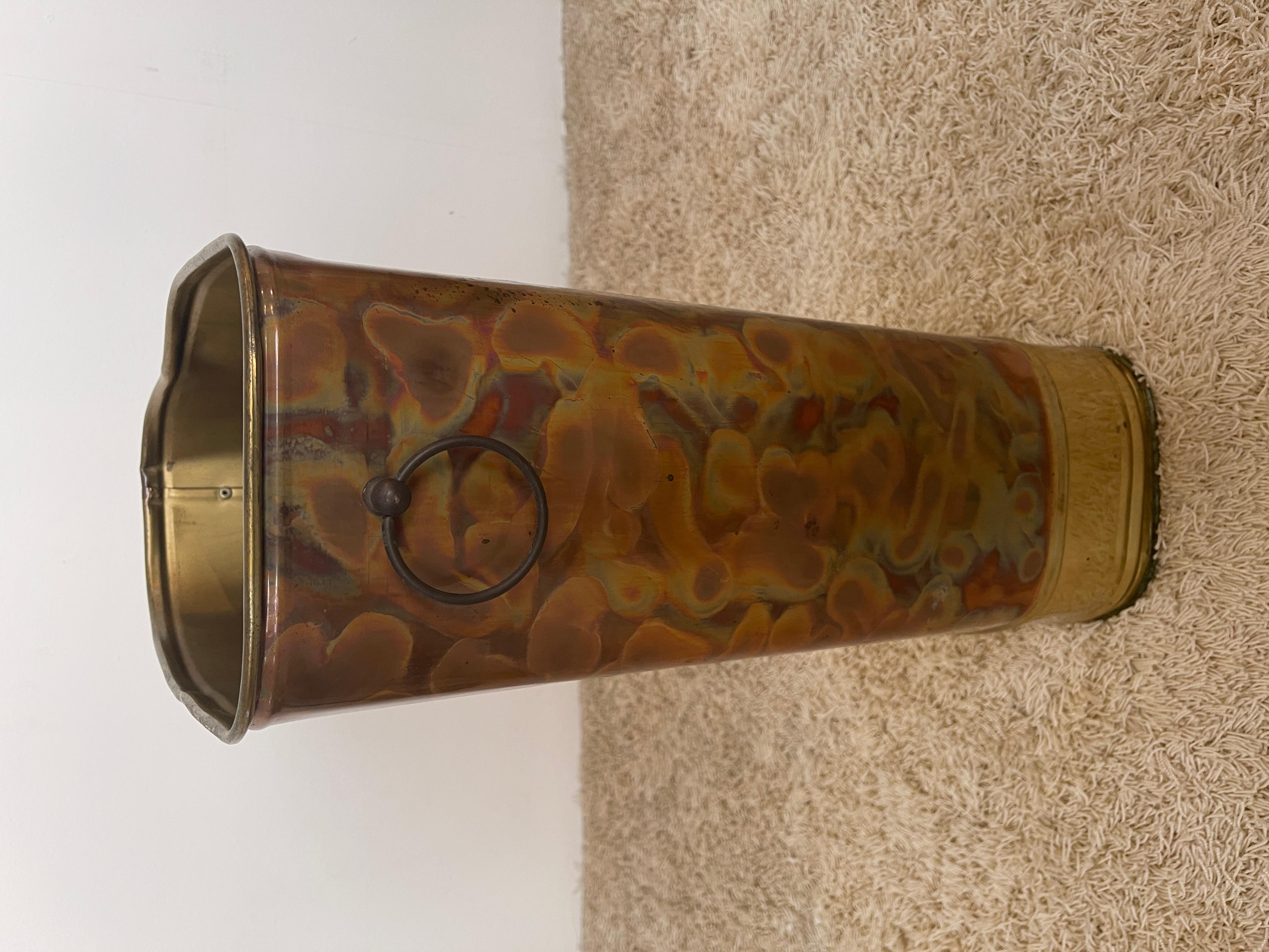 1960s vintage brass and copper umbrella stand italy In Good Condition For Sale In Cantù, IT