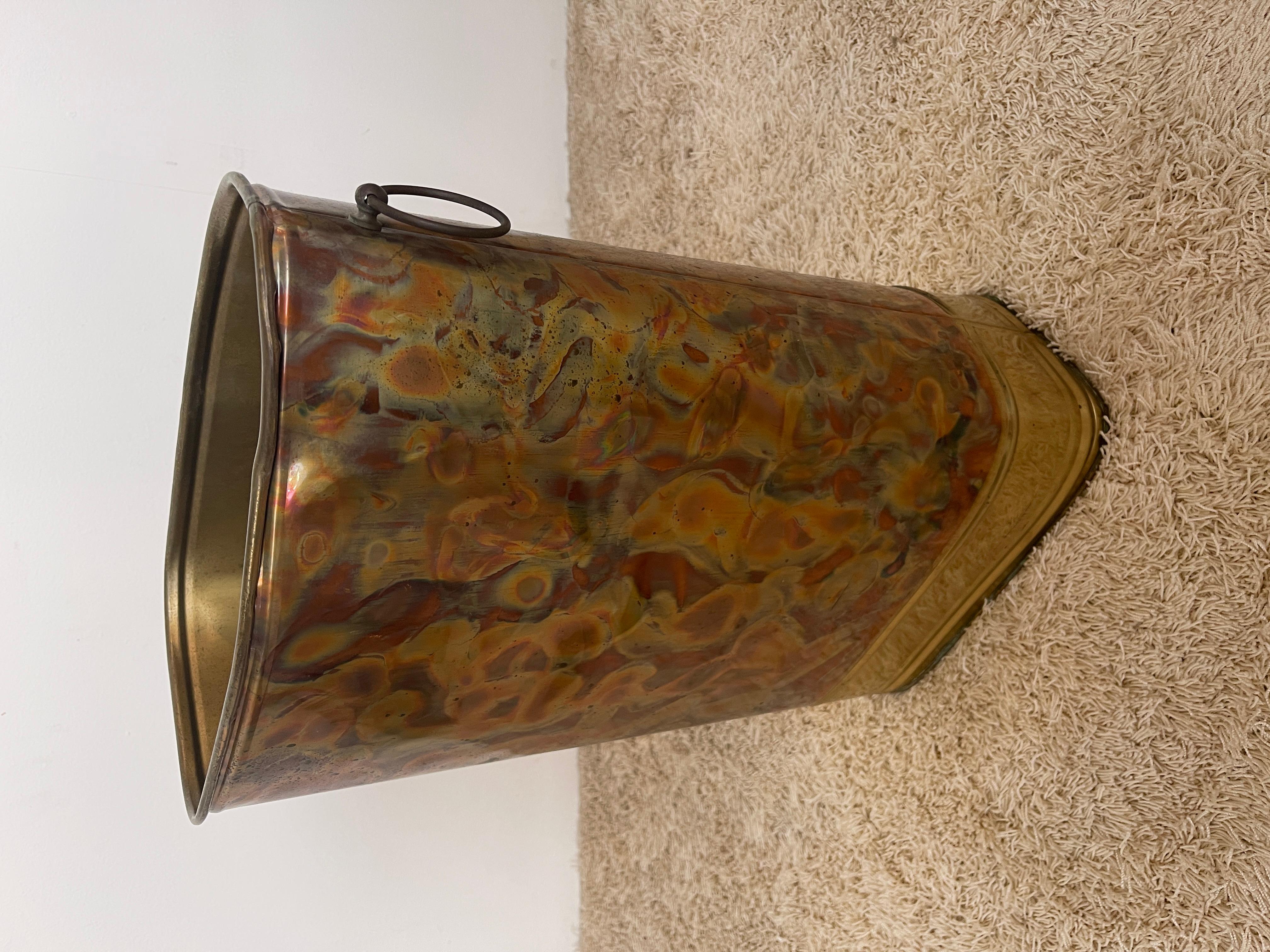 Brass 1960s vintage brass and copper umbrella stand italy For Sale