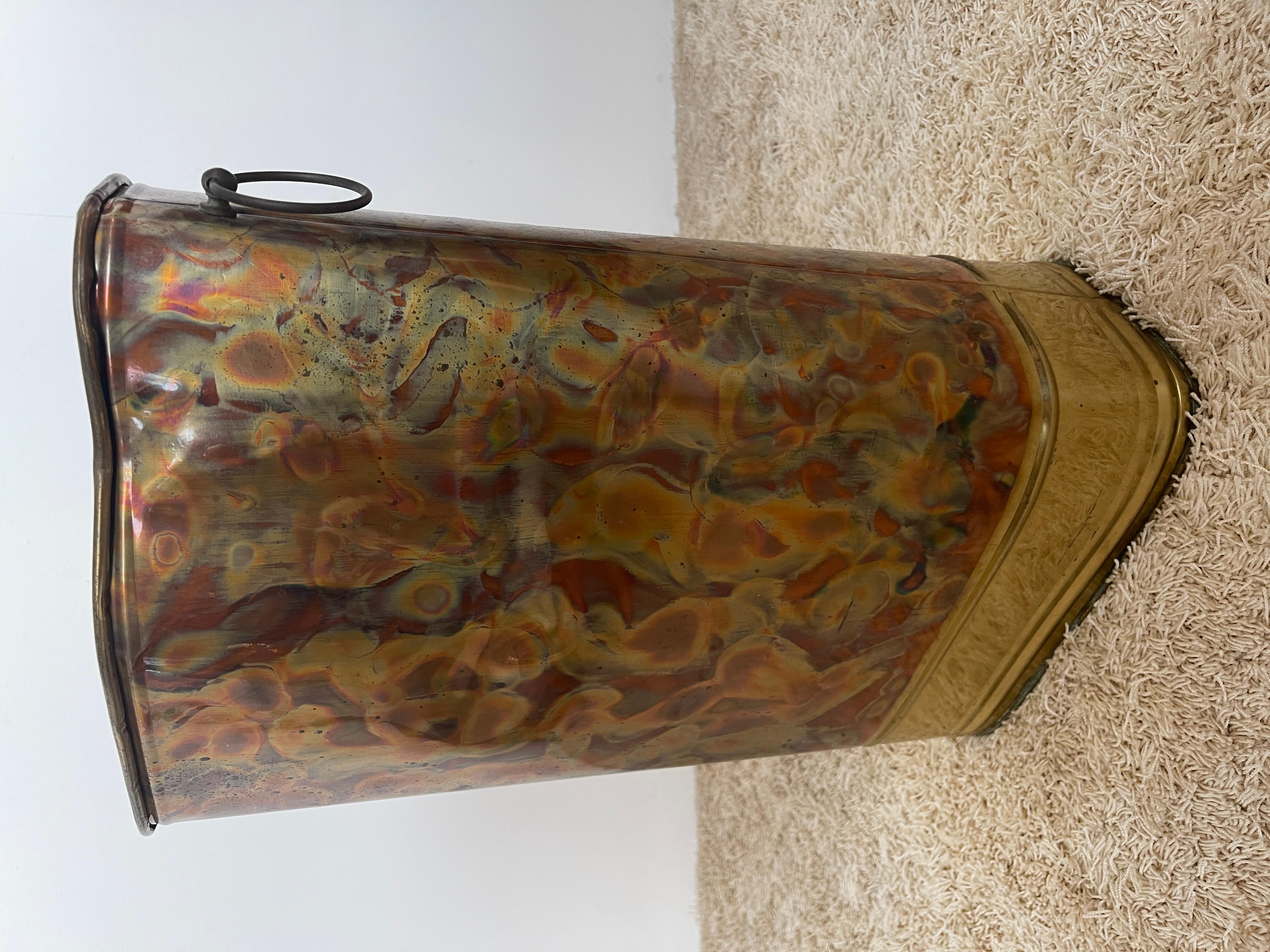 1960s vintage brass and copper umbrella stand italy For Sale 1