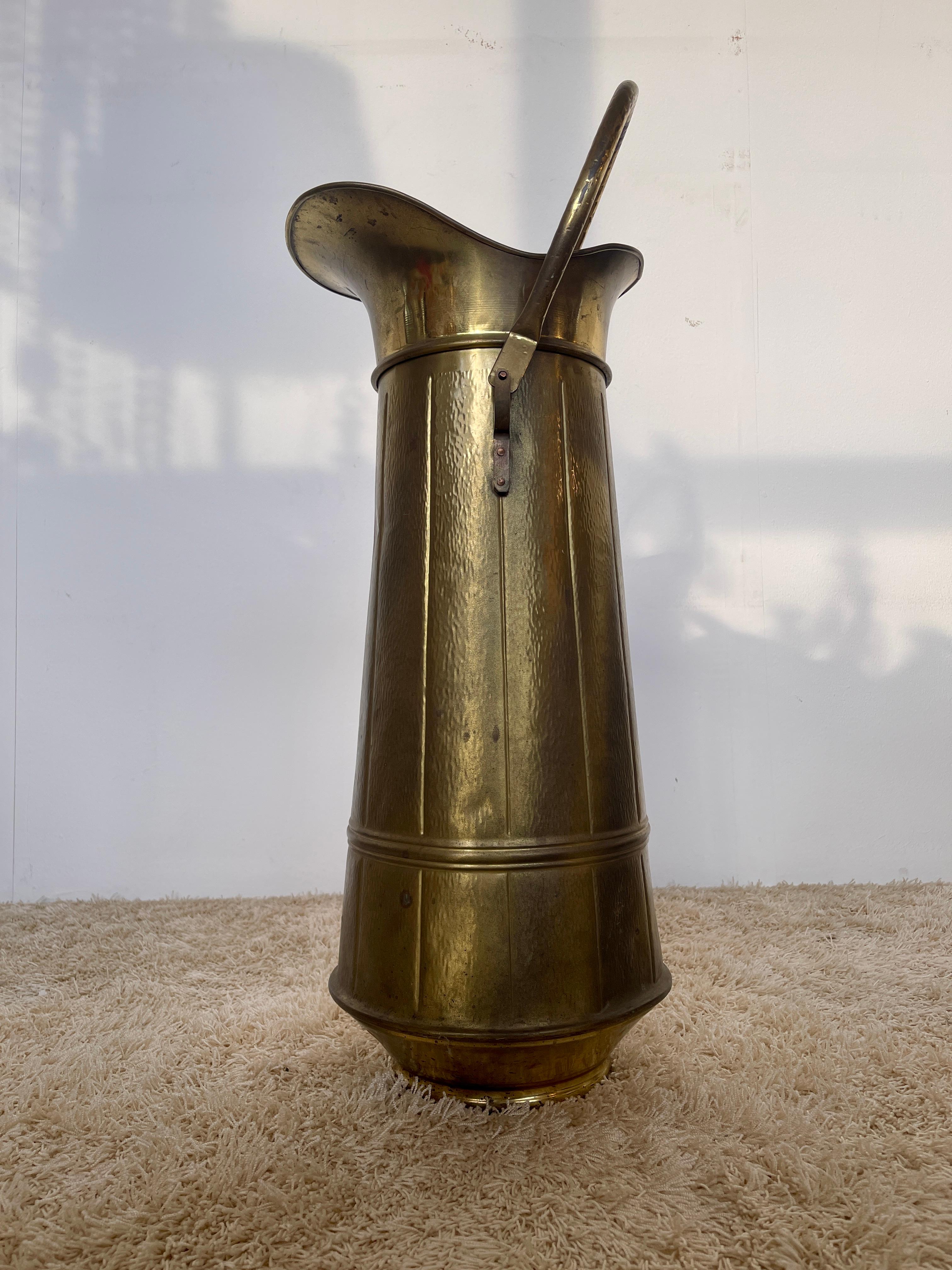 Other Brass and copper umbrella stand vintage italy 1970s For Sale
