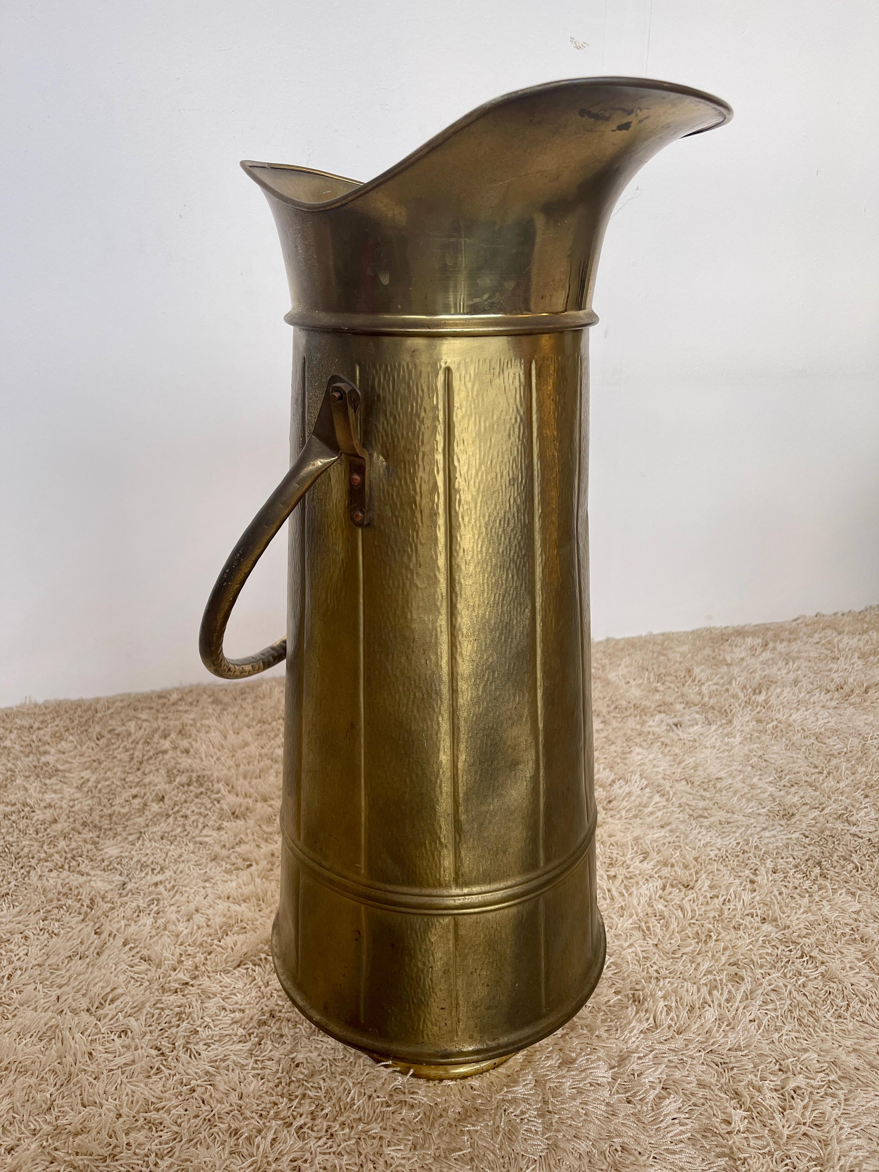 Italian Brass and copper umbrella stand vintage italy 1970s For Sale