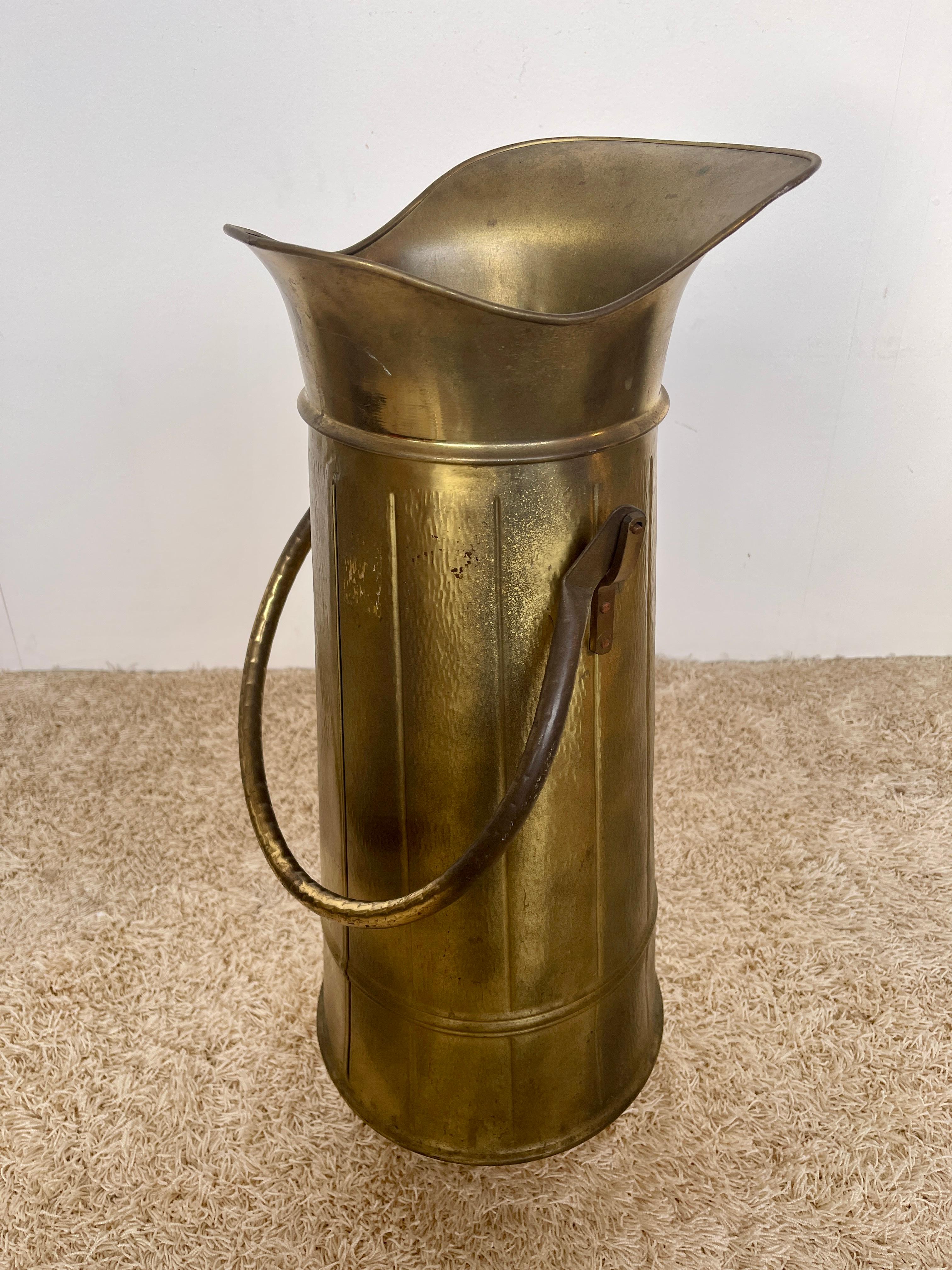 Hand-Crafted Brass and copper umbrella stand vintage italy 1970s For Sale