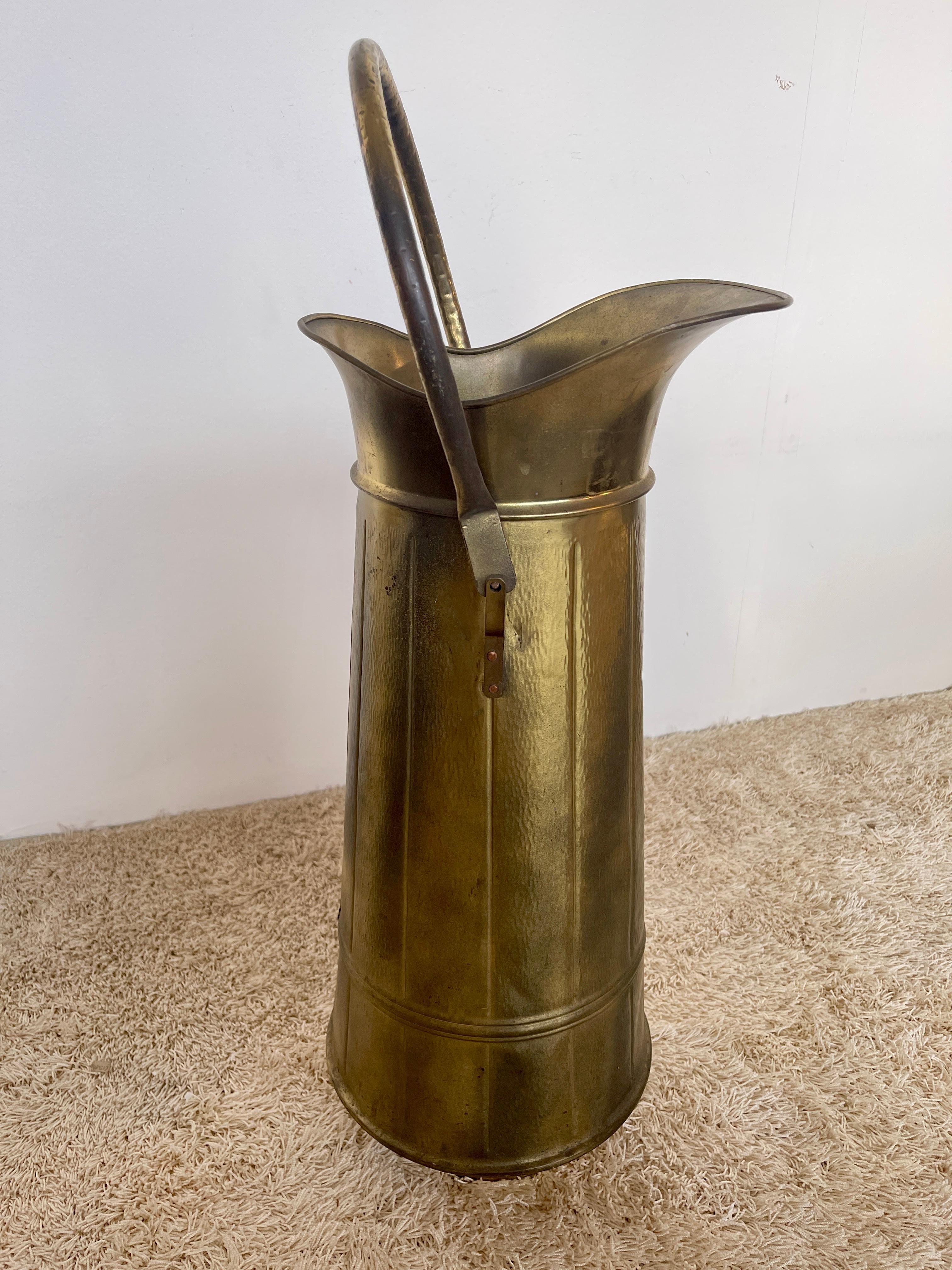 Brass and copper umbrella stand vintage italy 1970s In Good Condition For Sale In Cantù, IT
