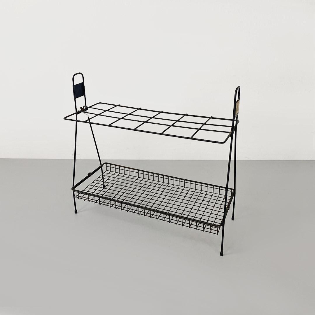Mid-century Italian black steel umbrella stand by Solai Varese, 1950s In Good Condition For Sale In MIlano, IT