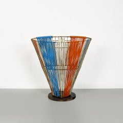 Italian modern metal and colored plastic umbrella stand or basket, 1980s