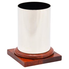 Pen holder in Heather Briar and Nickel-plated Brass - "Essences" Collection