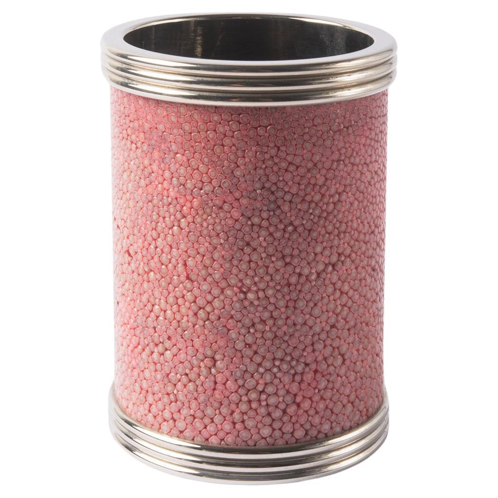 PORTAPENNE  in shagreen  rosa corallo e metallo design contemporaneo esclusivo  in vendita