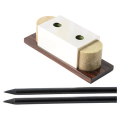 Art Deco Penholder in Silver and Shagreen Leather - Galucharme Collection