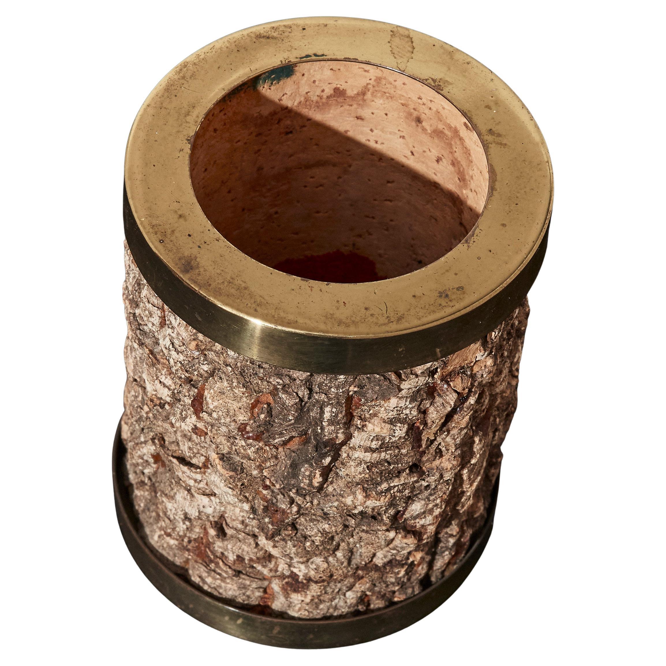 Cork and brass pen holder, Gabriella Crespi 1970s For Sale