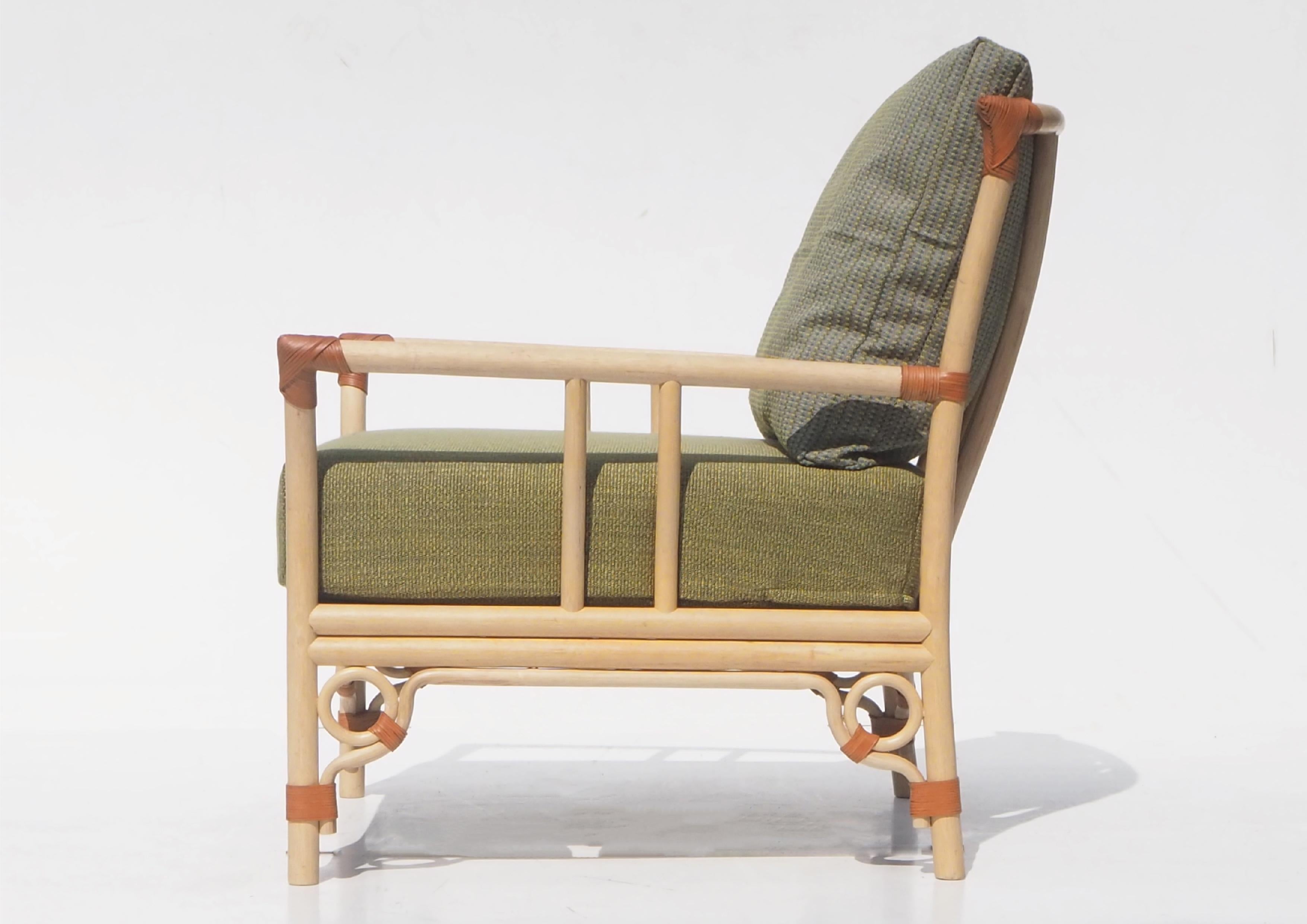 Modern Portar, Chinese Influence Rattan Armchair For Sale