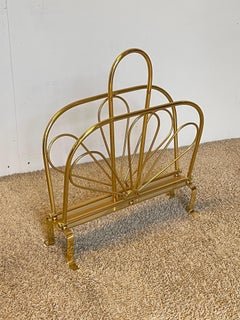 Art Deco gilded brass magazine rack, Italy, 1970s