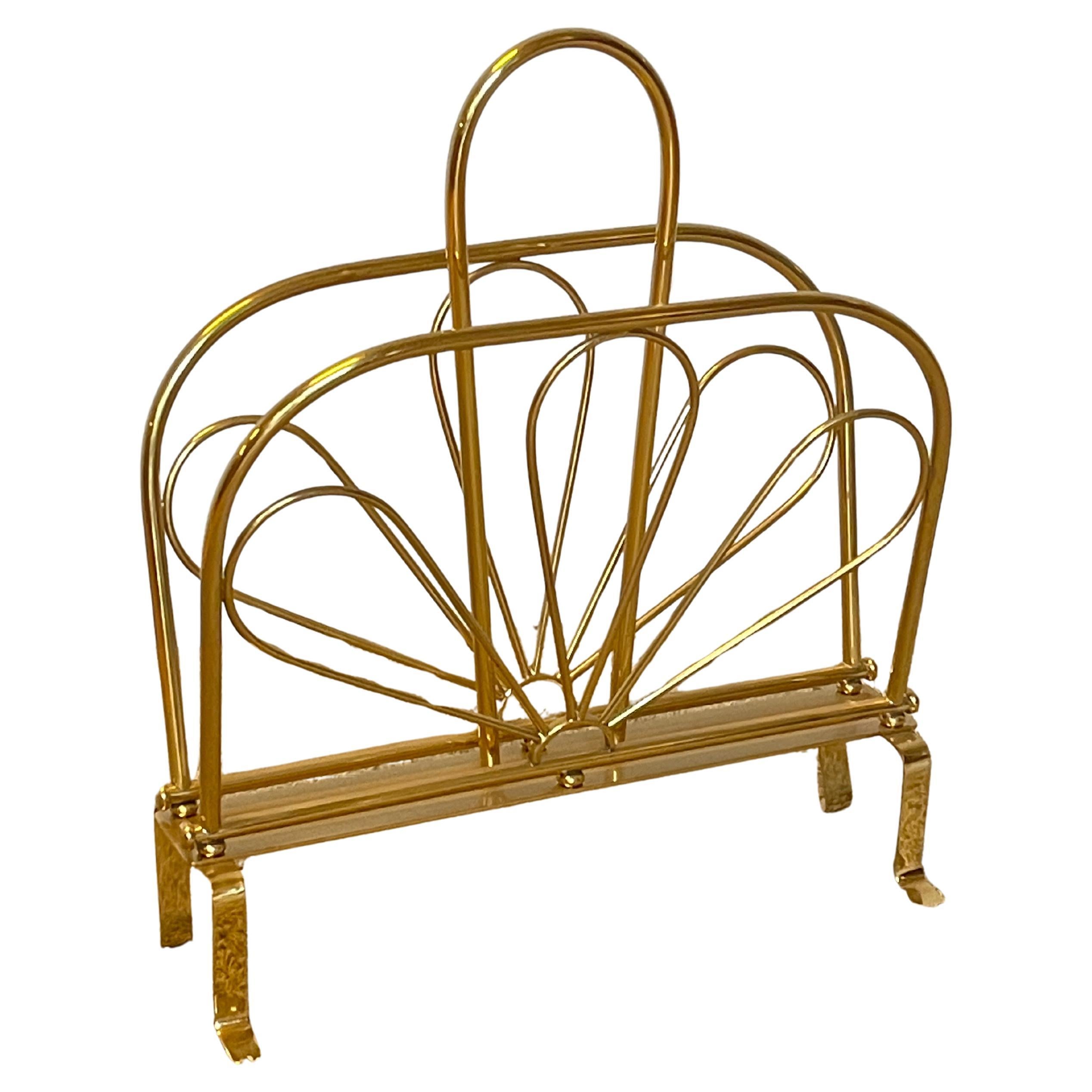 Portariviste Art Déco in ottone dorato, Italia, anni 
70 For Sale