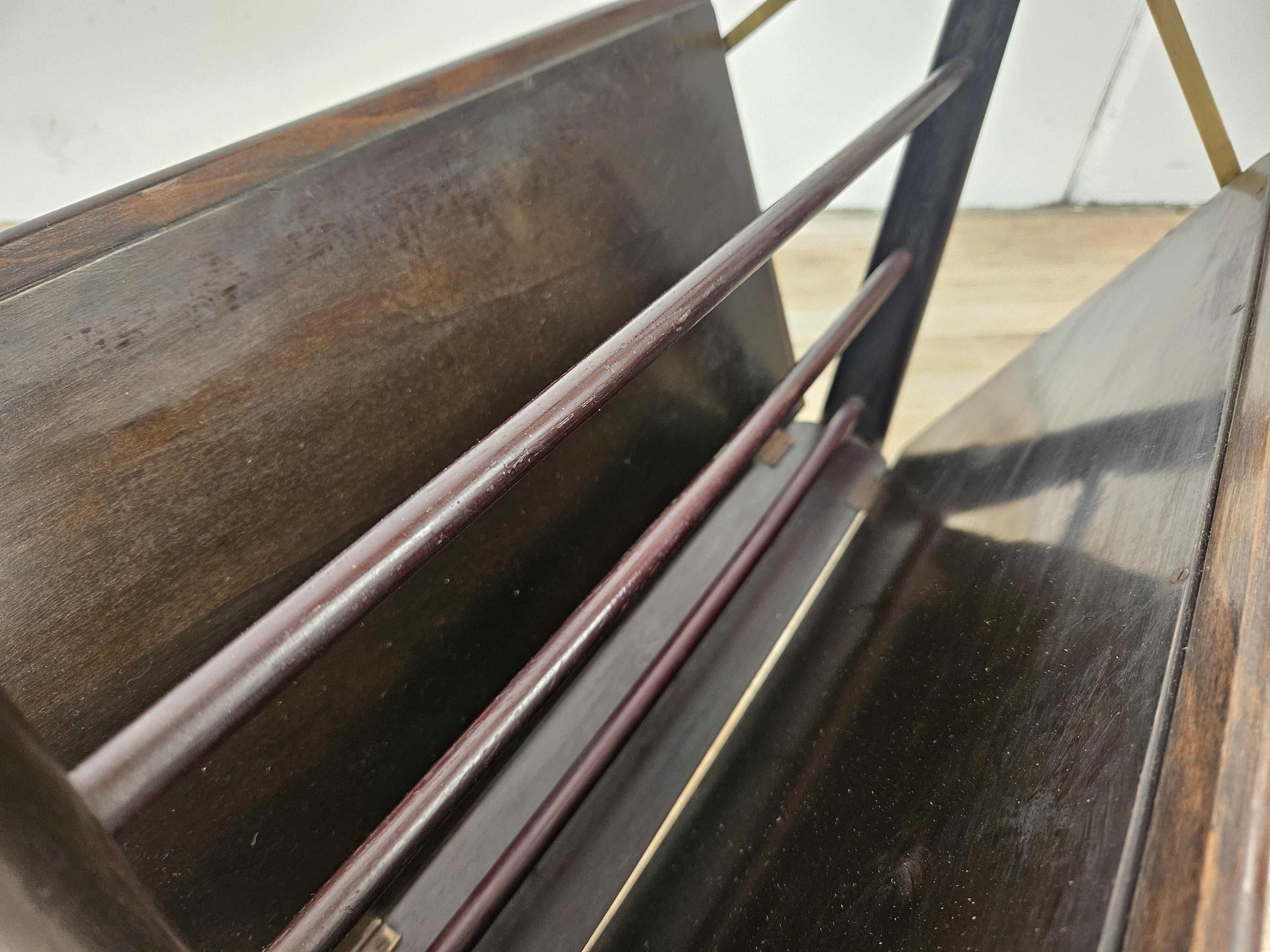 Portariviste di Ico Parisi anni '50 in legno e ottone in vendita 3