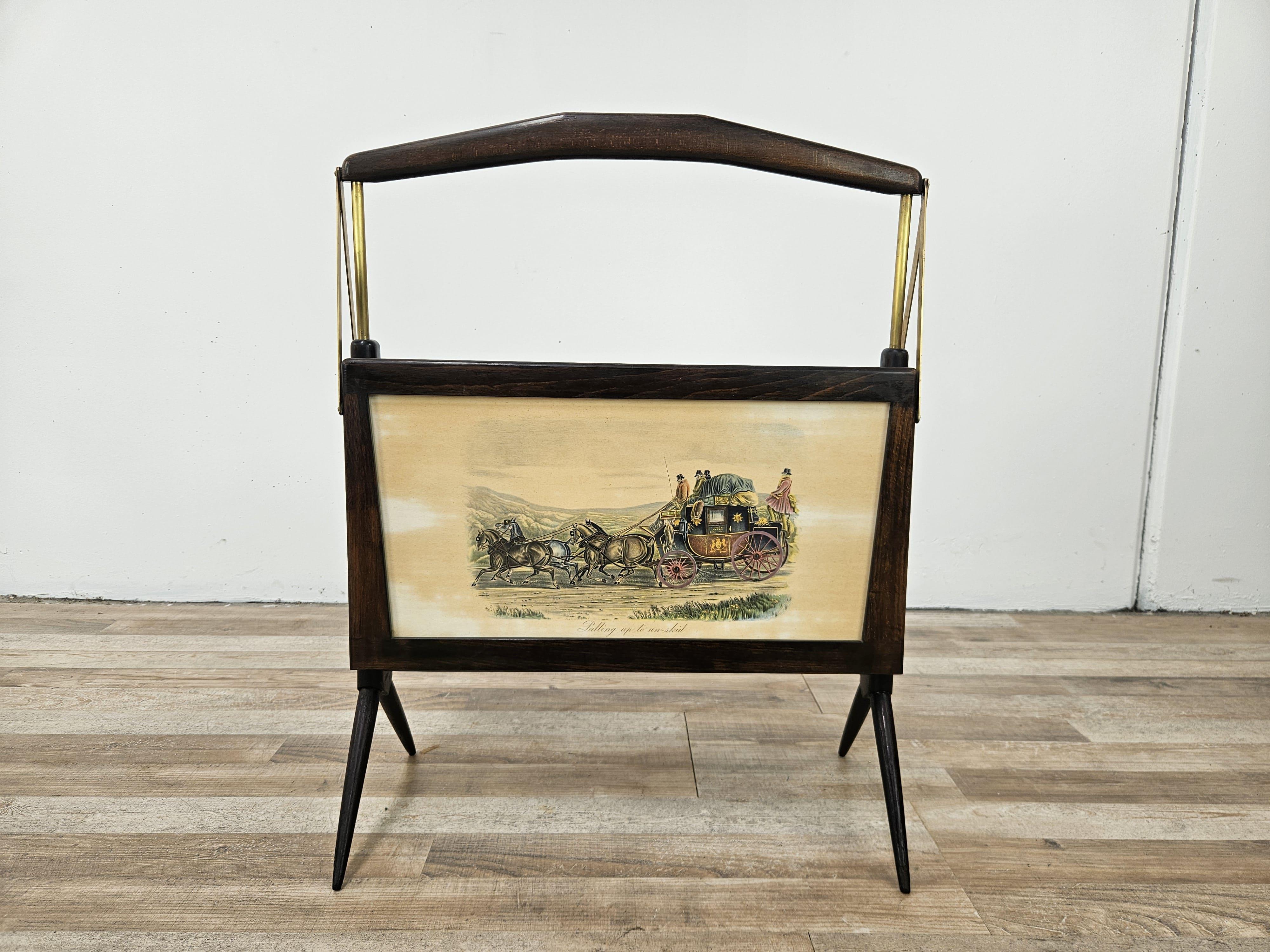 Italian Portariviste di Ico Parisi anni '50 in legno e ottone in vendita